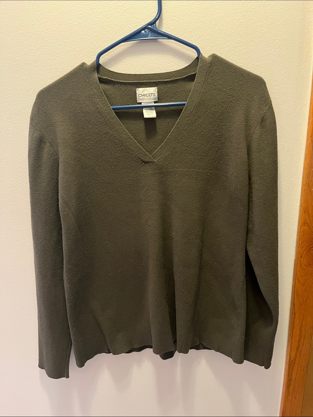 Chico's V-Neck Sweater in Olive